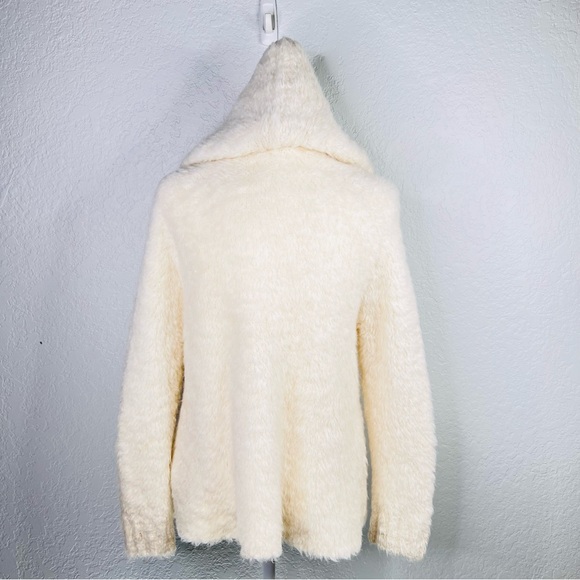 NWT James Perse Crème Fuzzy Wool Blend Sherpa Hooded Hoodie Sweater - Picture 14 of 16